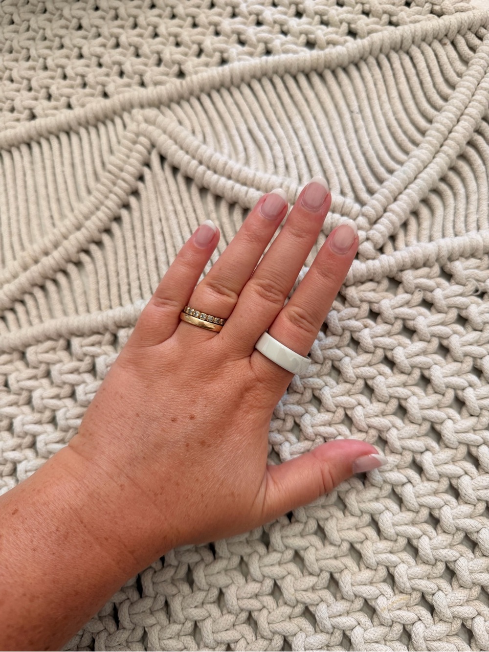 Oura White Ceramic Ring with Gold Accent Band